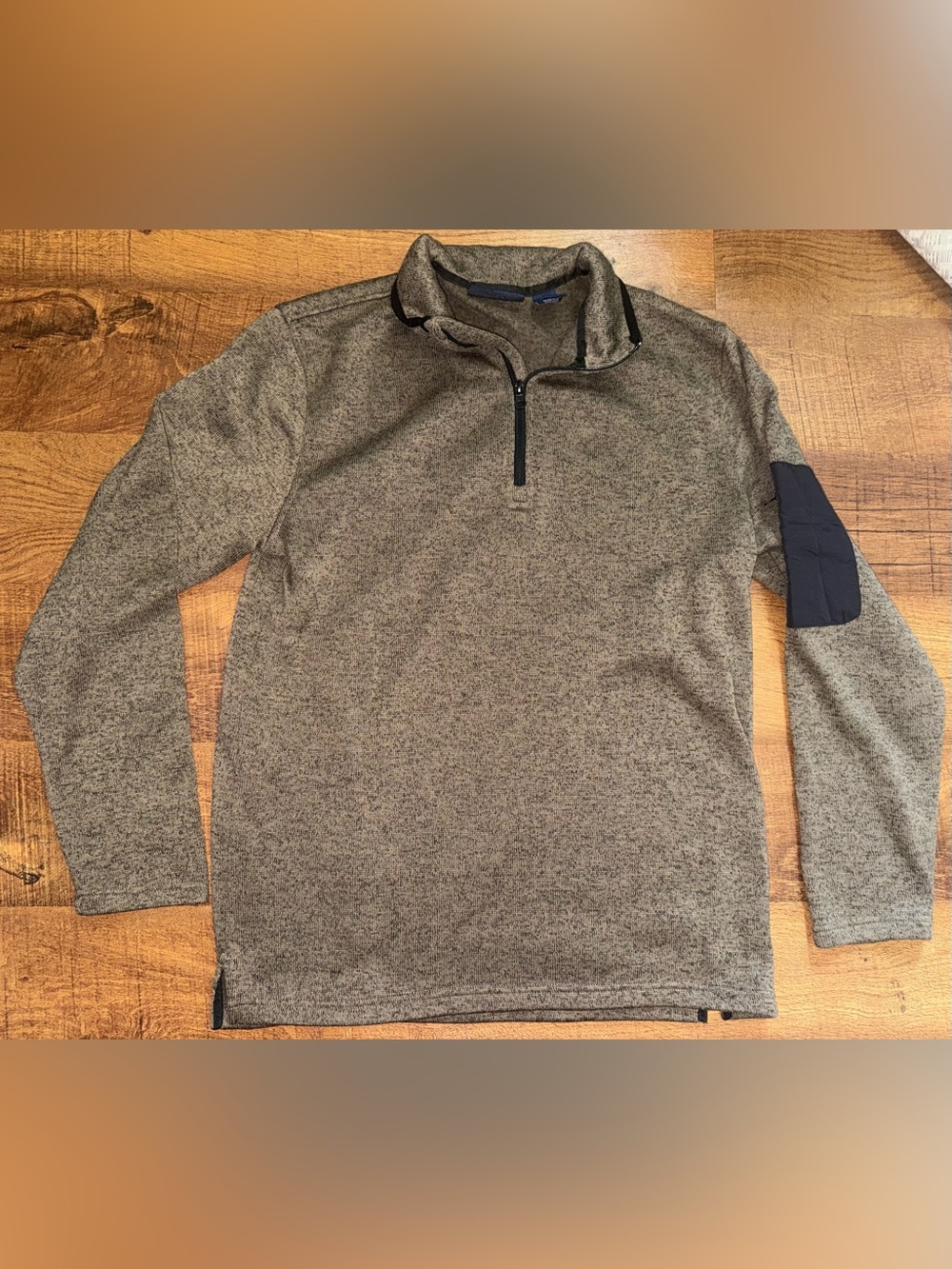 Men's Quarter-Zip Long Sleeve Sweater - Gray/Green